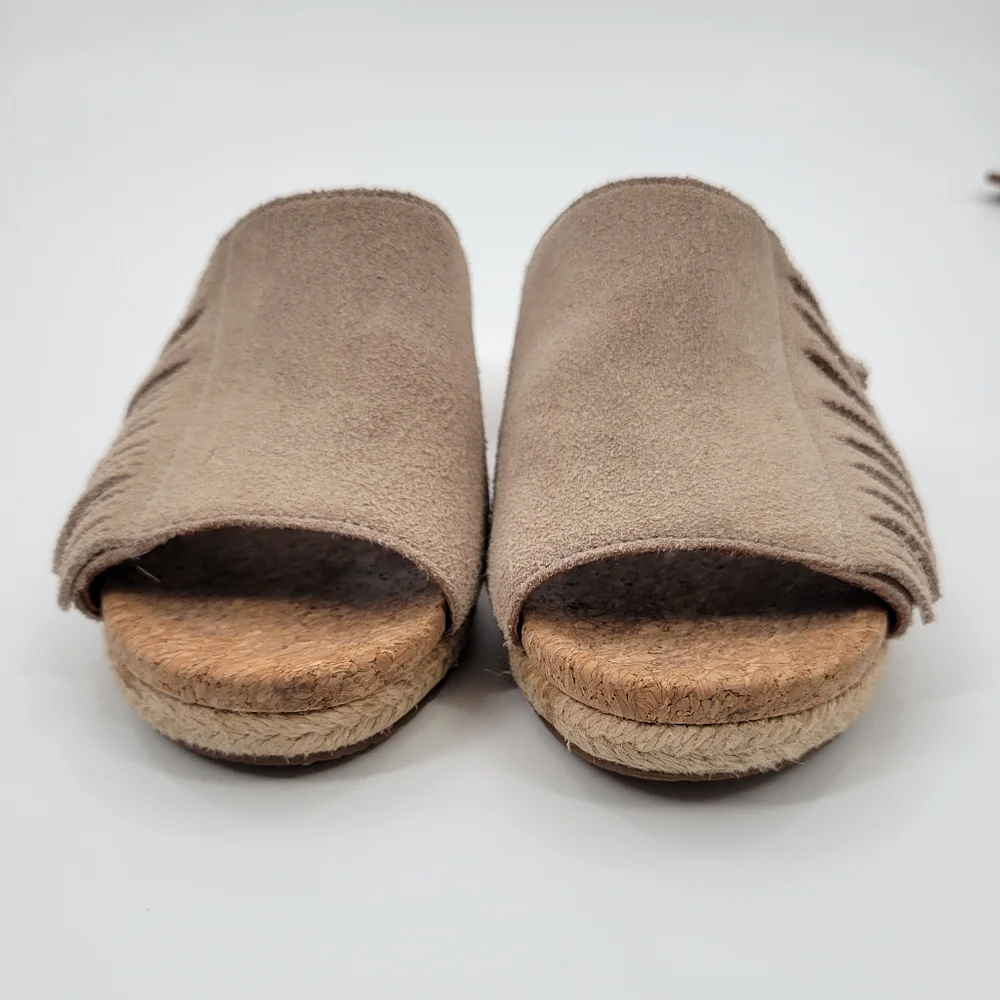 Ugg Danes Wedge Suede Leather Espadrille  Fringe Sandal 6